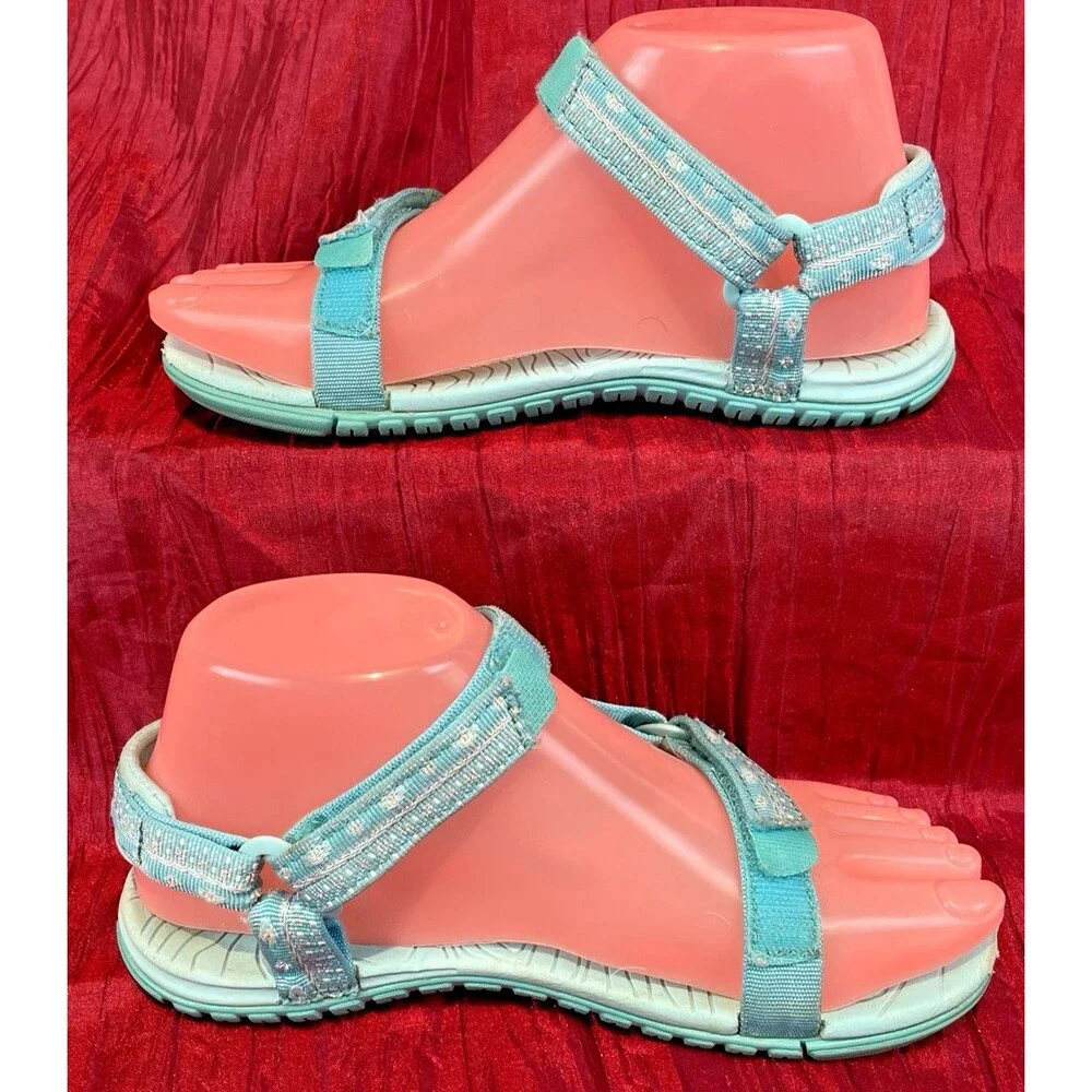 Girls Teva Carolina Blue Slingback Surf Beach Sandals Shoes sz 5